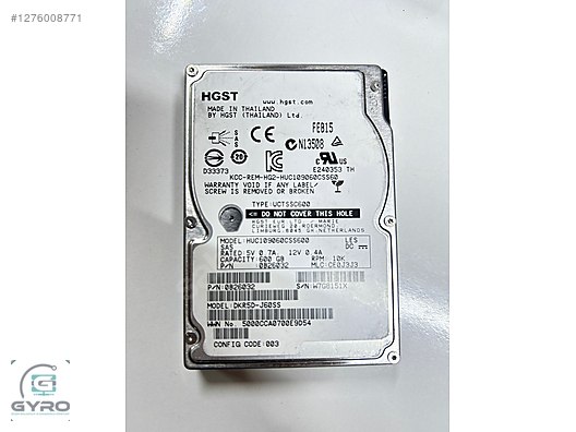 HGST 600GB HGST 10K RPM 2.5 inç SAS DISK HUC106060CSS600